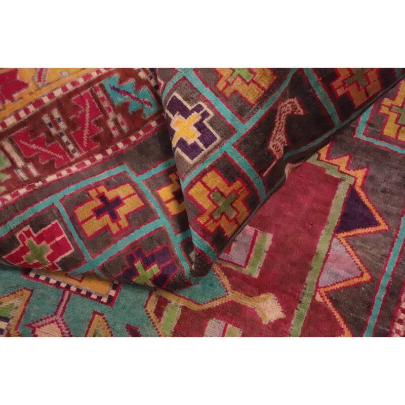 Hand Knotted Oriental 100% Wool Carpet Traditional Tribal Greys & Charcoal Ardebil Runner Rug - 10' 4'' X 3' 10''
