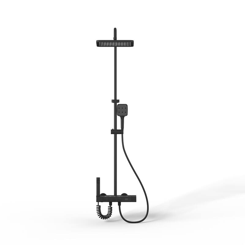 Shower Panel System with LED Digital Display, 4-Button Piano Key Control, 3-Mode Handheld & Rainfall Shower Head