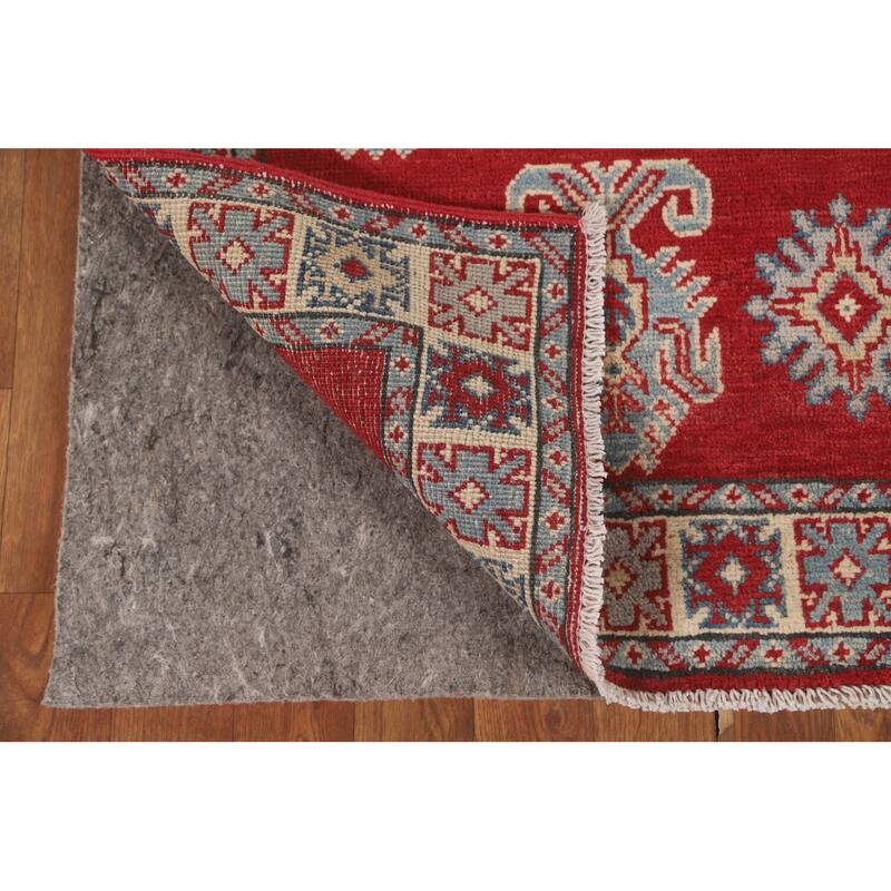 Geometric Kazak Runner Rug Hand-Knotted Traditional Wool Carpet - 2'8" x 9'4"