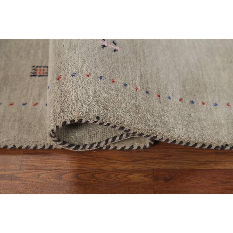 Gabbeh Indian Accent Rug Handmade Oriental Beige Wool Carpet - 3'11"x 5'9"