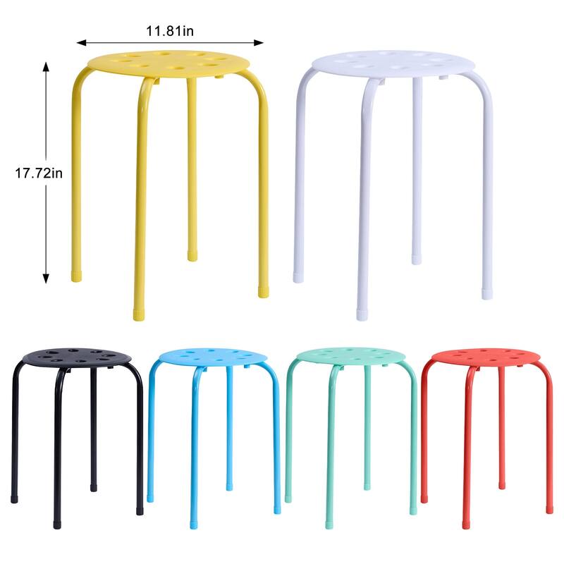 Javlergo 6-Pack Plastic Stackable Stools, Portable 8 Holes Metal Round Top Stools for Kitchen/Classrom