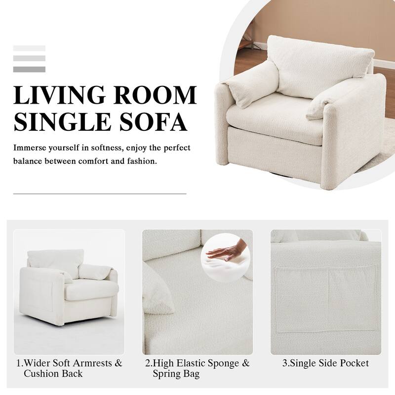 Chenille Swivel Accent Chair with 360° Rotation & Resilient Cushion