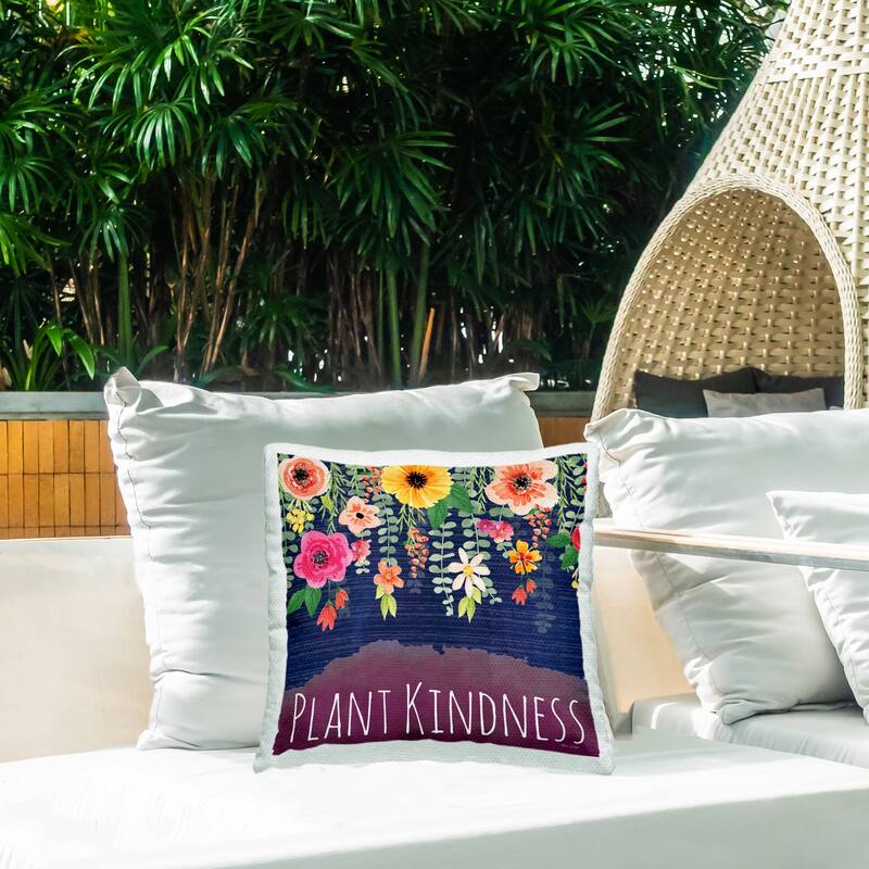 Stupell Plant Kindness with Florals Printed Outdoor Throw Pillow Design by Nicole DeCamp