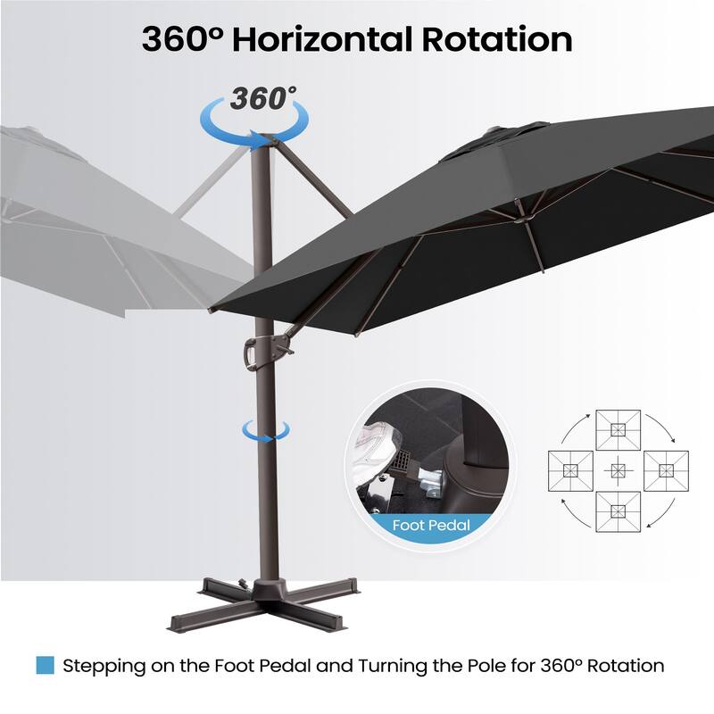 Outdoor 10 x 13 FT Shade Canopy Patio Cantilever Offset Umbrella with Base