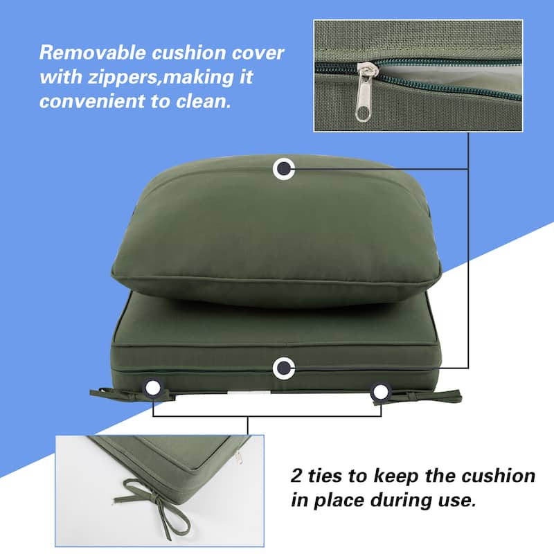 24 x 22 in. 2-Piece Deep Seating Outdoor Lounge Chair Cushions
