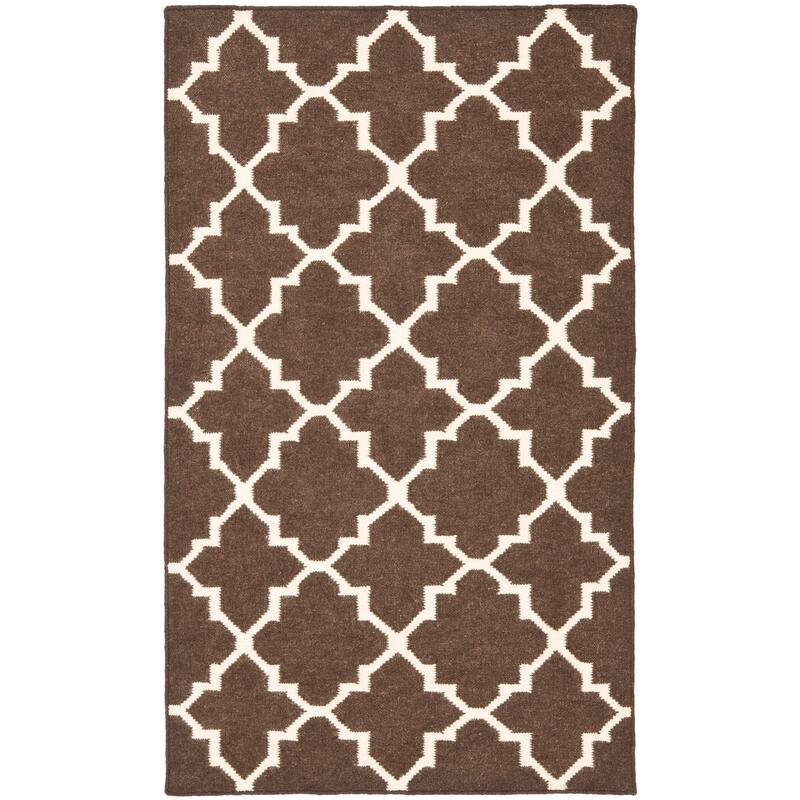SAFAVIEH Handmade Flatweave Dhurries Taalke Modern Wool Rug - 3' x 5' - Brown/Ivory