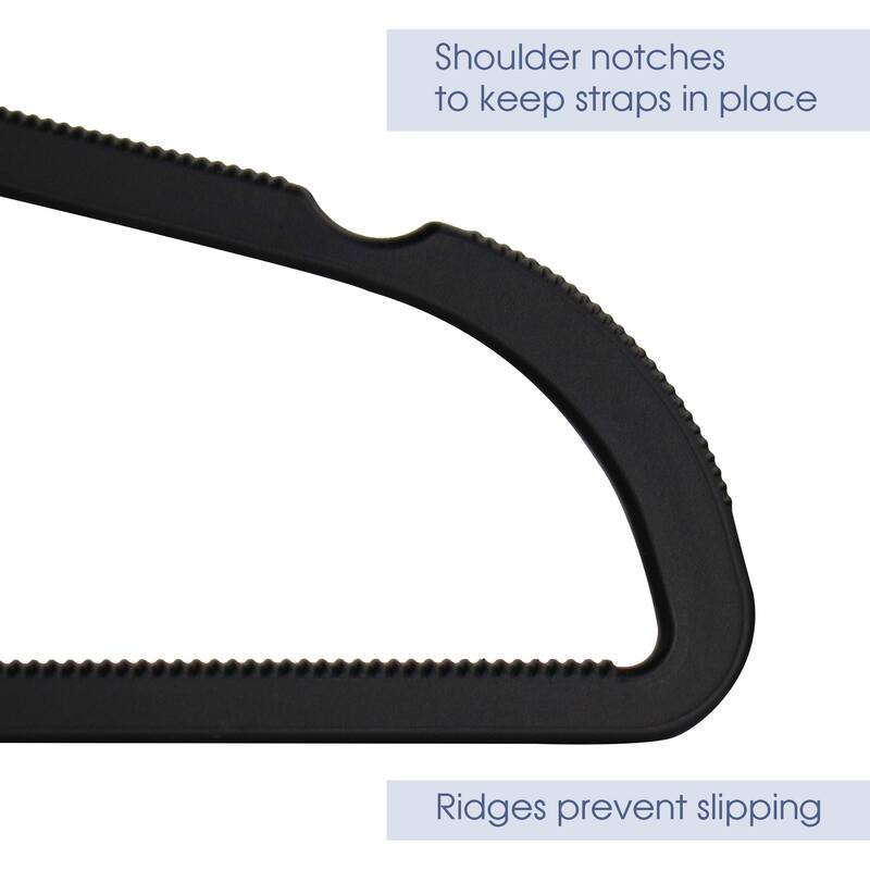30 Piece Nonslip Rubber Hanger with Ridges and Hanging Tab in Black