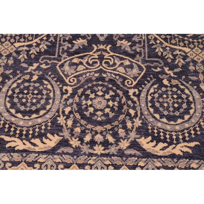 Shabby Chic Ziegler Maia Blue Gray Hand-Knotted Wool Rug - 9'0'' x 11'11''