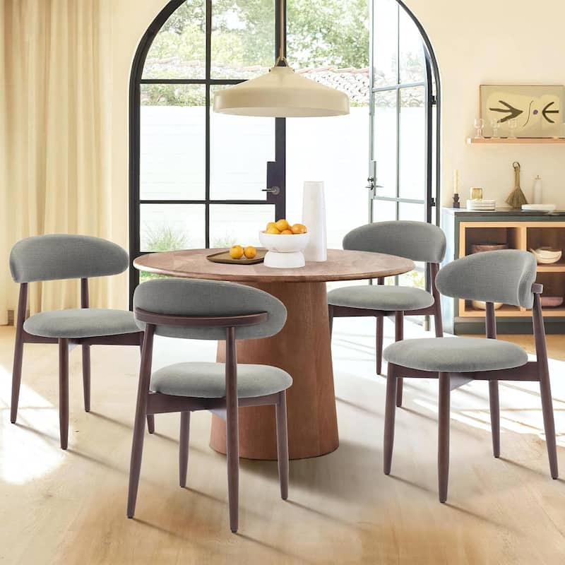 Modern Fabric Upholstered Kitchen Side Chairs, Farmhouse Dining Room Chair with Foot Pegs