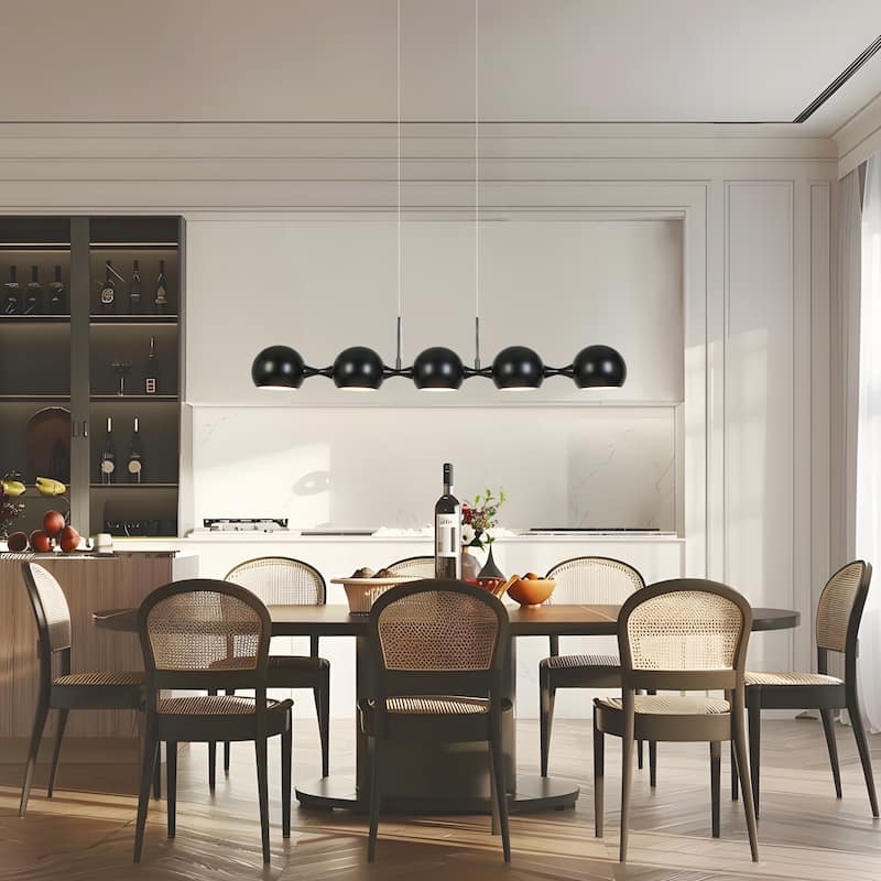 Modern 5-Light LED Black Linear Chandelier for Kitchen Island Dining Living Room - L 40.7" x W 5.9" x H 7.9