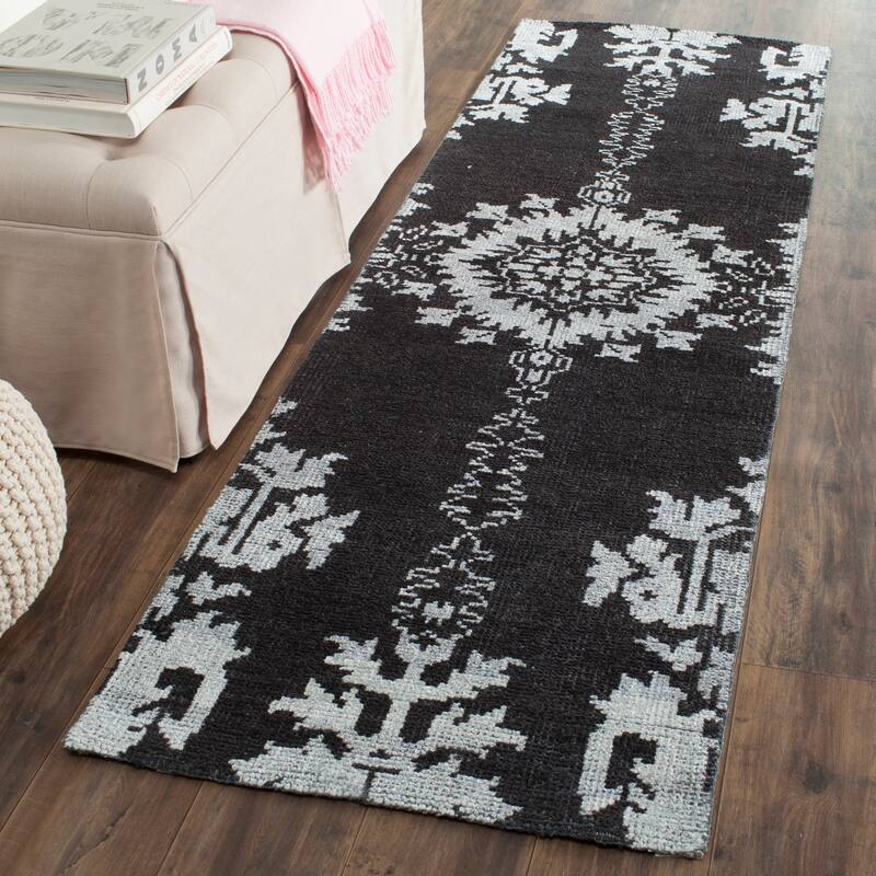 SAFAVIEH Hand-knotted Stone Wash Theddy Modern Wool Rug - 2'6" x 8' Runner - Charcoal
