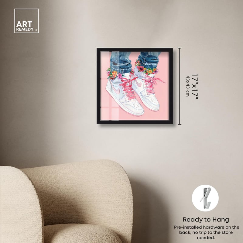 Blush Floral Bloom Sneakers Shadowbox by Art Remedy