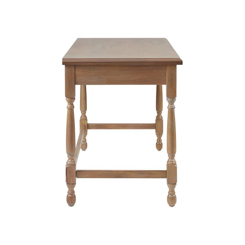 Roomfitters Solid Wood Home Office Writing Desk with Single Drawer and Elegant Turned Legs, Reclaimed Natural
