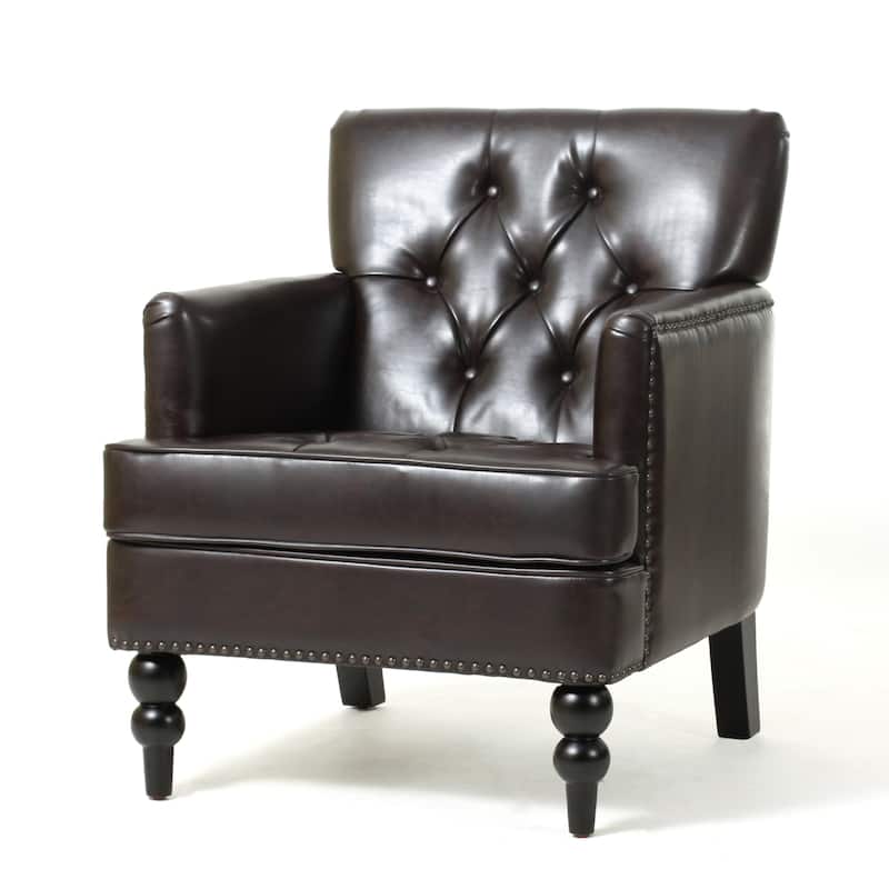 Malone Brown Leather Club Chair by Christopher Knight Home - Brown