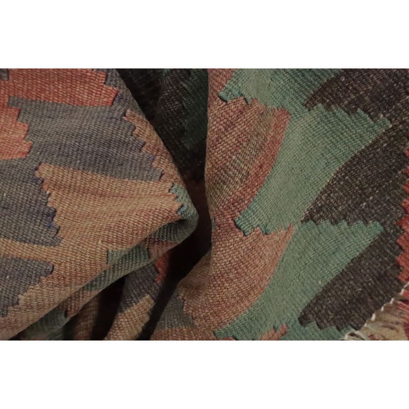 Hand Woven Oriental 100% Wool Carpet Southwestern Tribal Multi-Colored Kilim Area Rug - 7' 1'' X 5' 9''