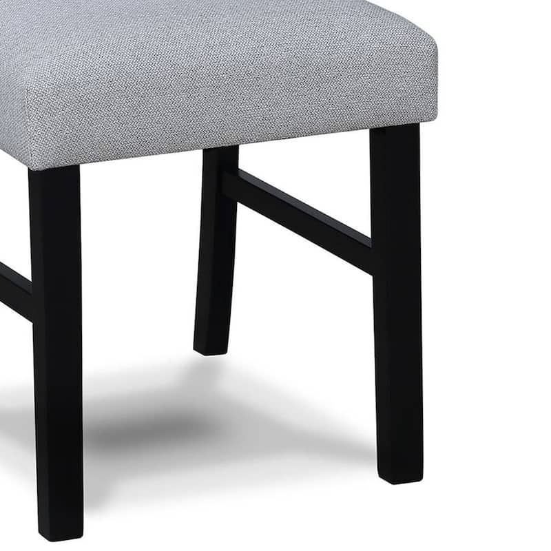 Izy Dining Chair Set of 2, Dove Gray Seat, Black Wood, Tapered Legs