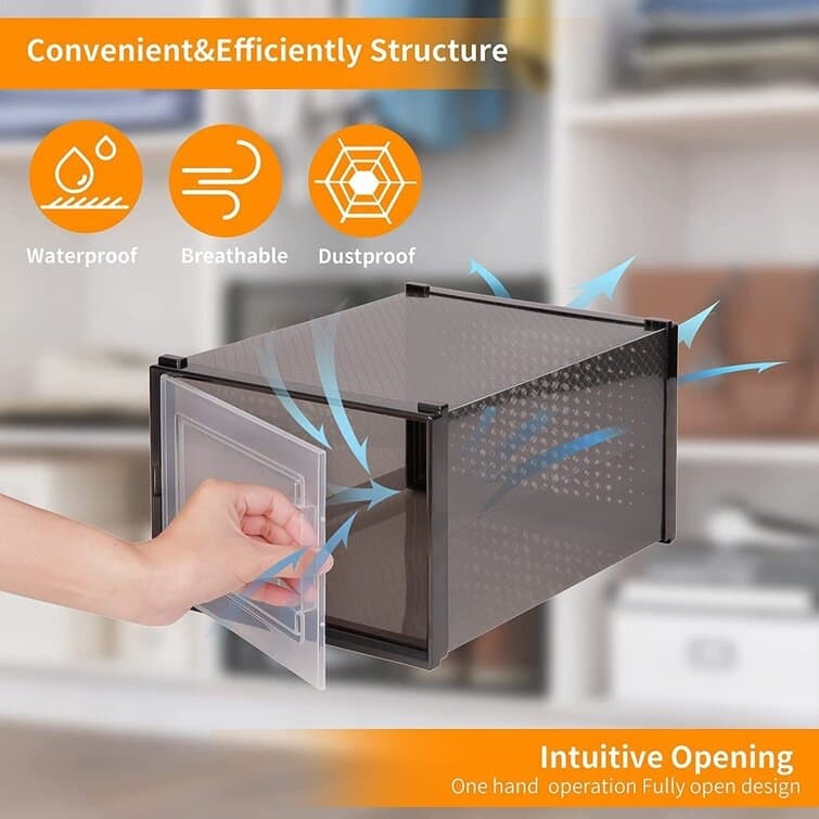 8 Pack Plastic Stackable Shoe Storage Boxes Shoe Organizer