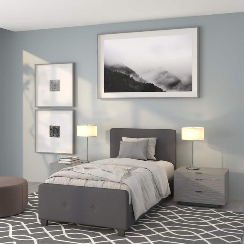 Button Tufted Upholstered Casual Style Platform Bed