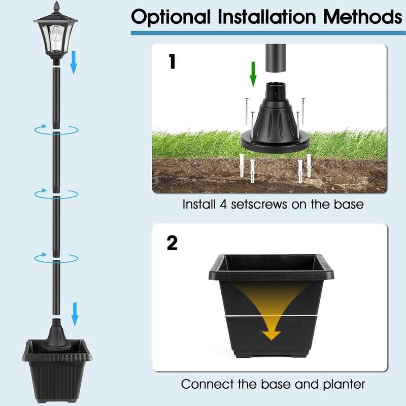 65" Solar Lamp Post Light with Planter Garden Lights Outdoor