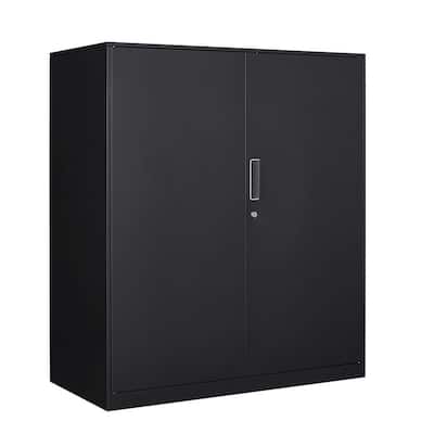Black Metal 42-inch 3-shelf Garage Cabinet