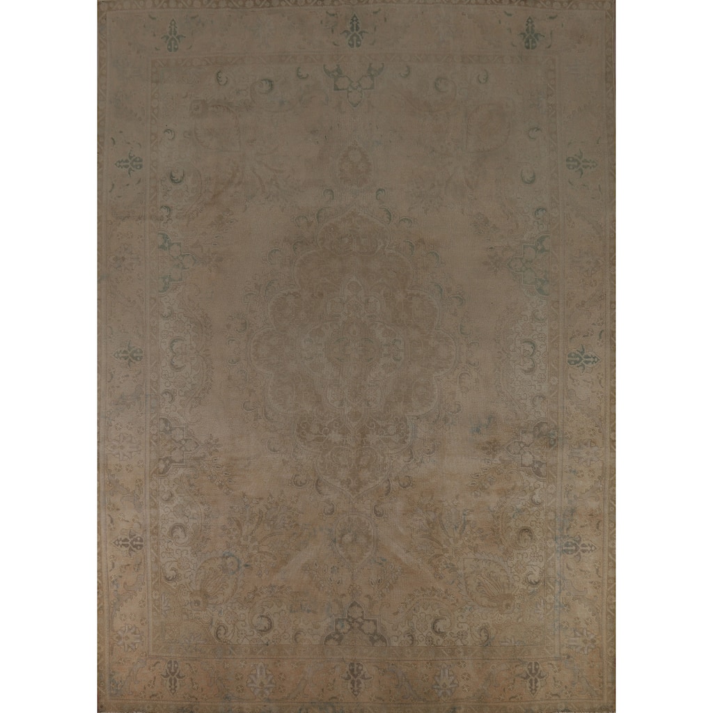 Traditional Tabriz Persian Vintage Area Rug Hand-Knotted Wool Carpet - 9'7" x 12'8"