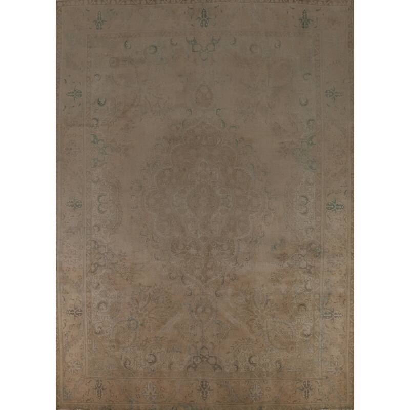 Traditional Tabriz Persian Vintage Area Rug Hand-Knotted Wool Carpet - 9'7" x 12'8"