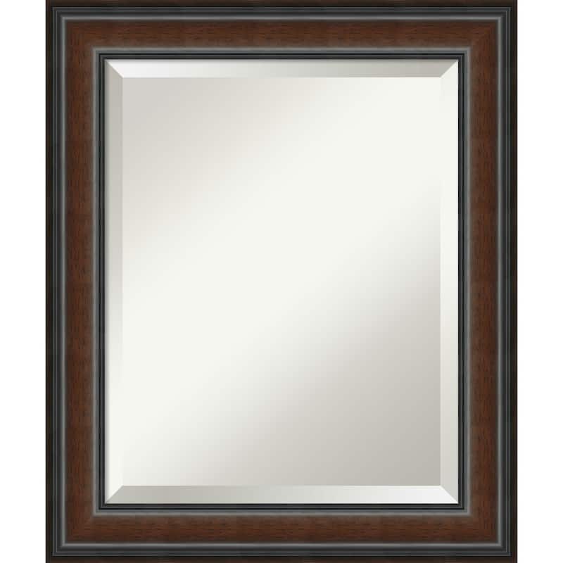 Beveled Wood Bathroom Wall Mirror - Cyprus Walnut Frame