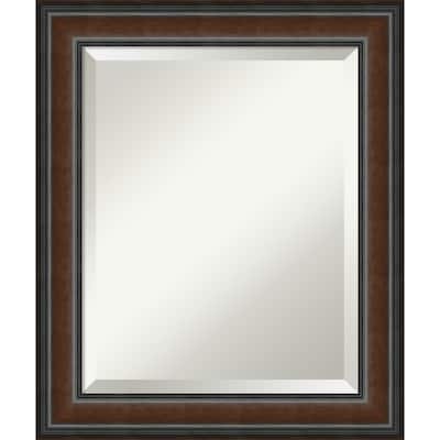 Beveled Wood Bathroom Wall Mirror - Cyprus Walnut Frame