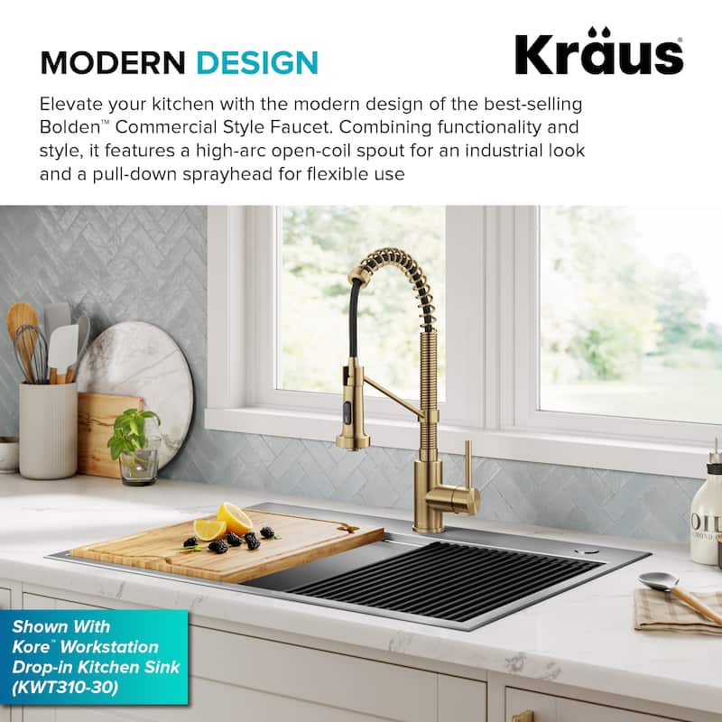 Kraus Bolden 2-Function 1-Handle Commercial Pulldown Kitchen Faucet