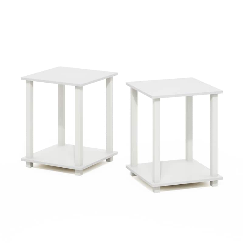 Furinno Simplistic End Table, Set of Two, - White/White