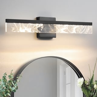 LED Bathroom Vanity Light 24/32/39 inch Dimmable Metal Wall Sconce - Black/Warm White Light