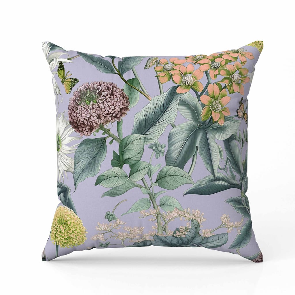 Garden Gracefulness Faux Suede Reversible Throw Pillow Lavender and Peach