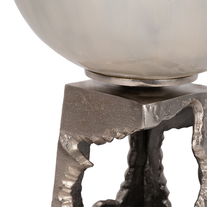 Sagebrook Home Glass and Metal Aluminum Vase with Sculptural Base