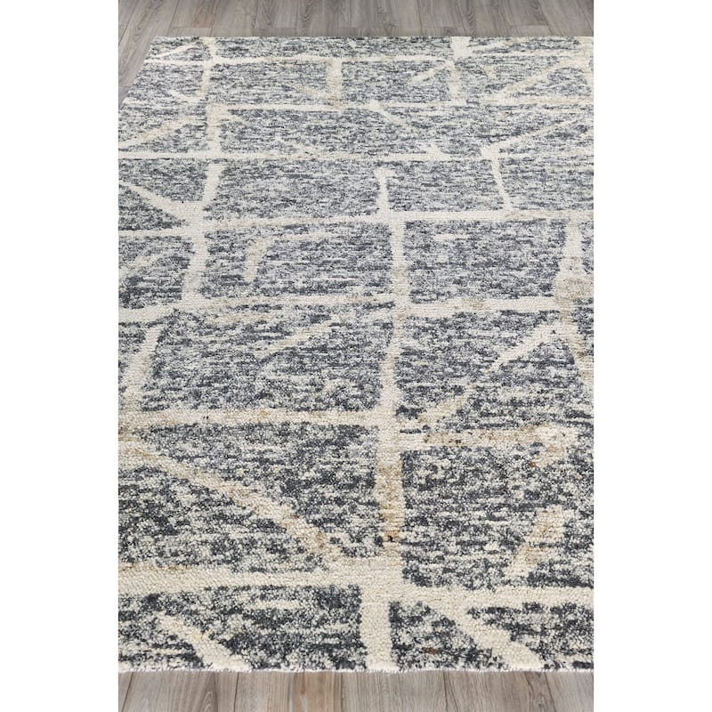 EXQUISITE RUGS Tahoe Hand-knotted Wool Grey/Ivory Area Rug.