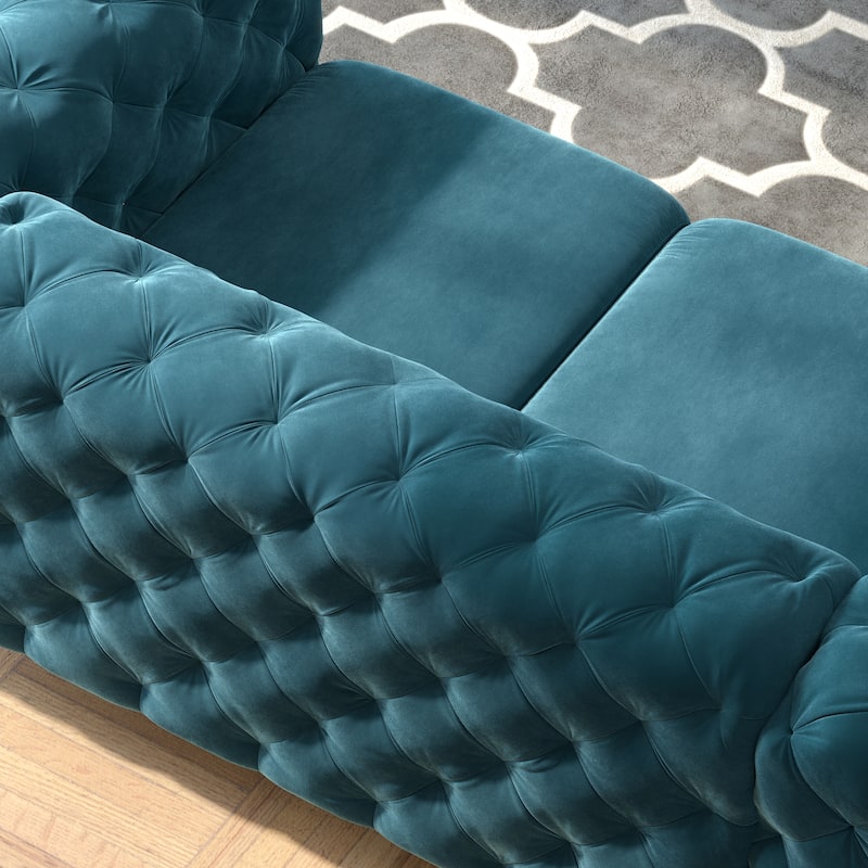Corvus Aosta Tufted Velvet Loveseat and Sofa Living Room Chesterfield Set