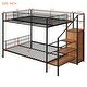 preview thumbnail 3 of 15, Twin Over Full Metal Bunk Bed w/Shelving & Storage Ladder and Wardrobe