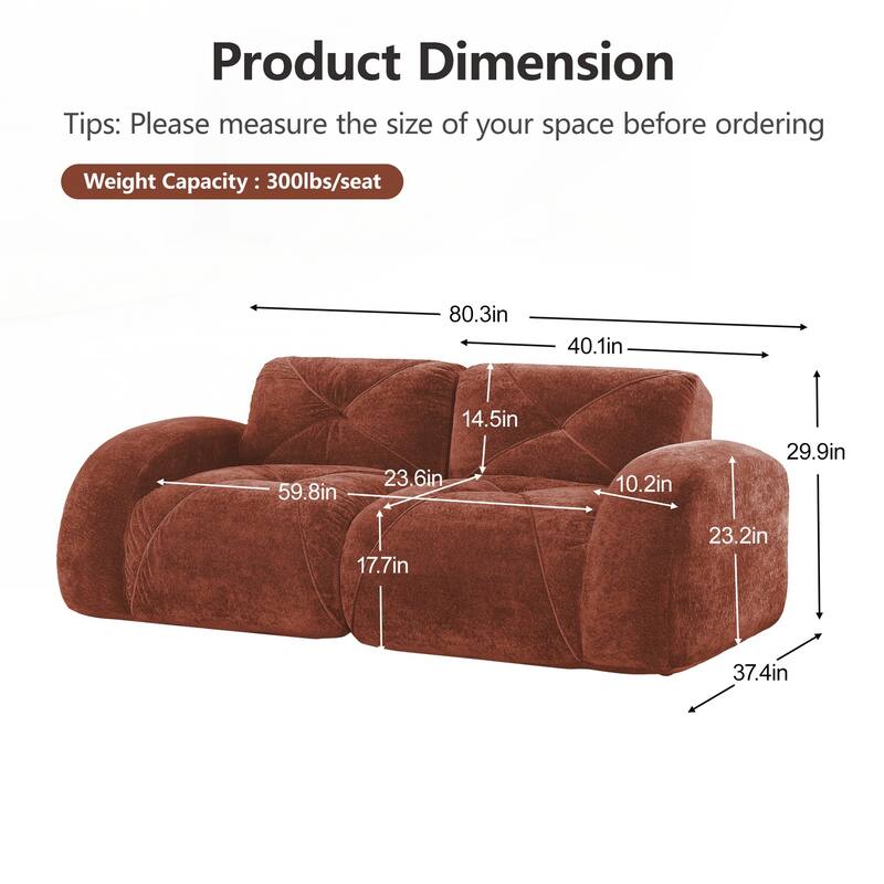 Sofa Couches With boneless Sofa,Soft Velvet Fabric,Bottom Anti-Slip Design