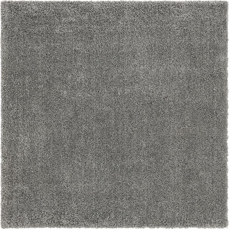 Solid/Striped Zoit Collection Area Rug - 5' Square - Gray