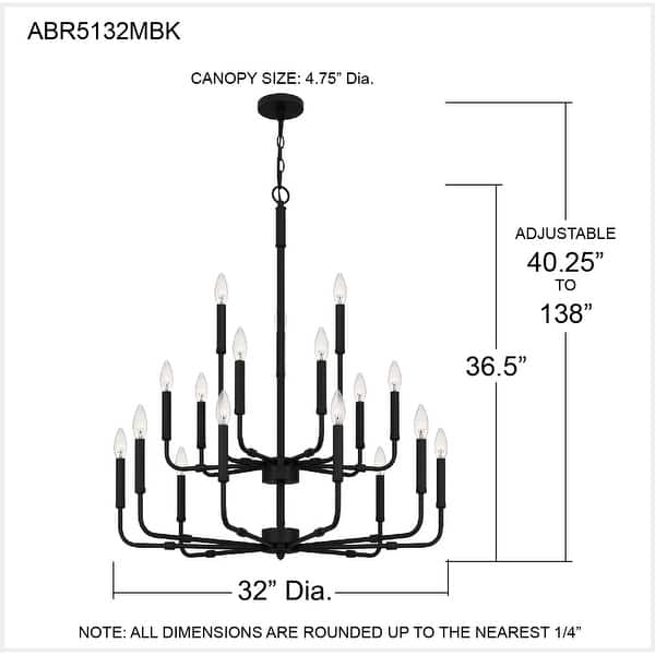 Abner 18-Light Matte Black Chandelier