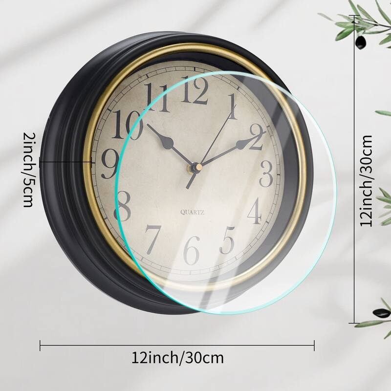 Wall Clocks, Battery Operated Silent Non-Ticking Wall Clock Rustic Style Decorative for Kitchen Living Room Home Office 12 Inch