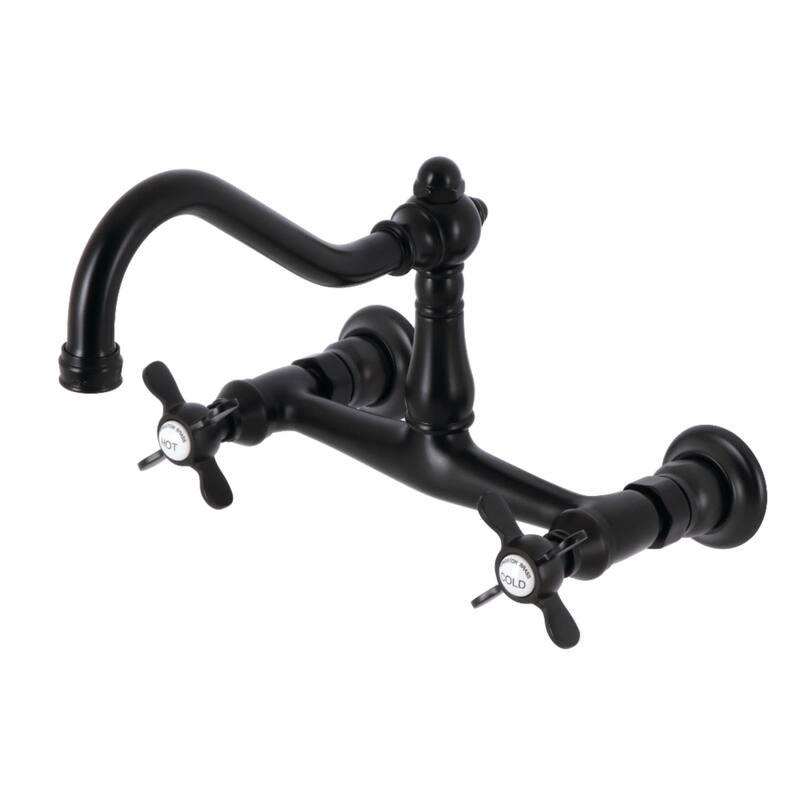 Kingston Brass Essex 1.2 GPM Wall Mounted Bridge Widespread Bathroom - Matte Black
