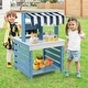 preview thumbnail 2 of 8, Double-Sided Wooden Play Kitchen and Grocery Stand with Stoves Perfect for Boys and Girls - 23" x 22" x 34" (L x W x H)