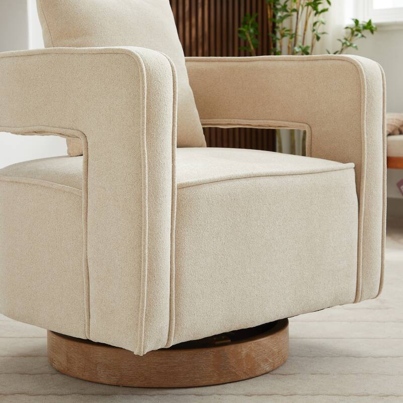 29"W Boucle Upholstered Swivel Armchair Single Sofa