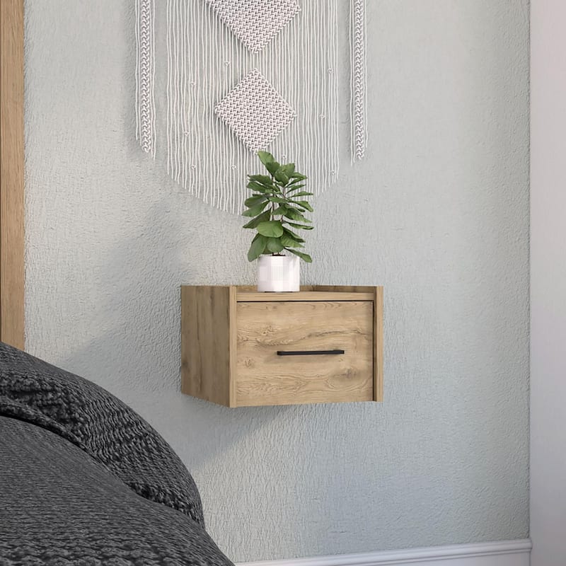 Boa Modern Floating Bedroom Nightstand with Storage Drawer - Macadamia