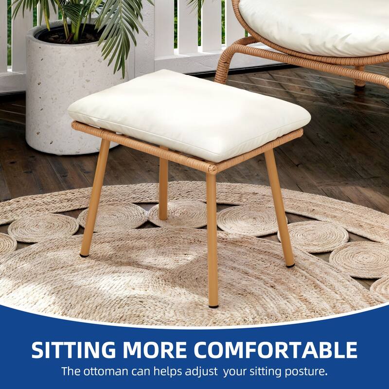 Moasis Outdoor Small Egg Chair Patio Wicker Basket Chair with Ottoman,Rocking Egg Chair,Swivel Egg Chair