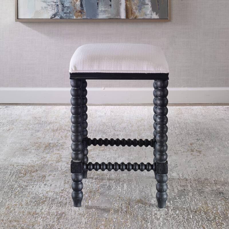 Upholstered Backless Counter Stool - 25.5" - Black and White