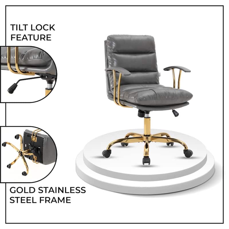 Regina Modern Executive Adjustable Office Chair Padded Leather with Tilt & 360° Swivel for Home Office Conference Work