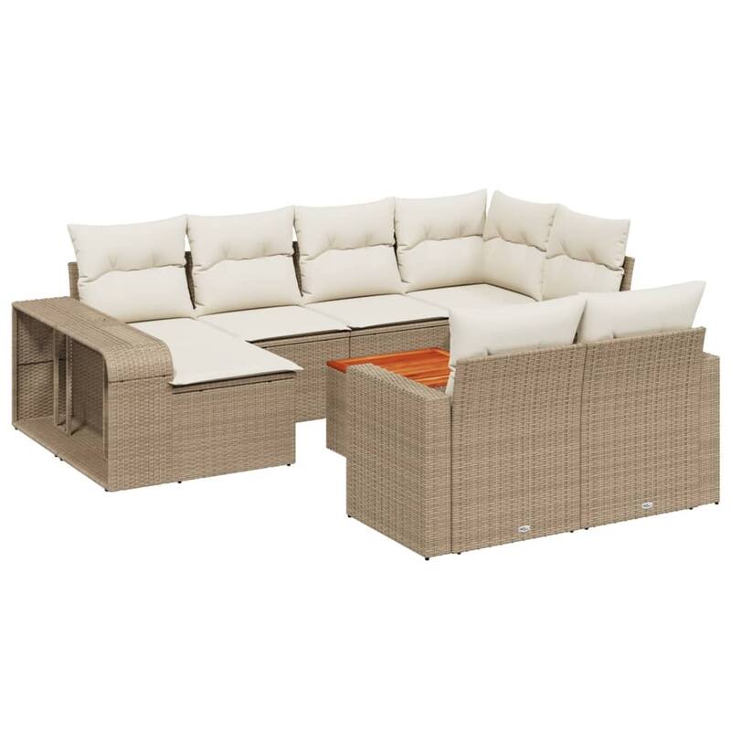 vidaXL Patio Sofa Set with Cushions Lounge Sofa Sections 11 Piece Poly Rattan