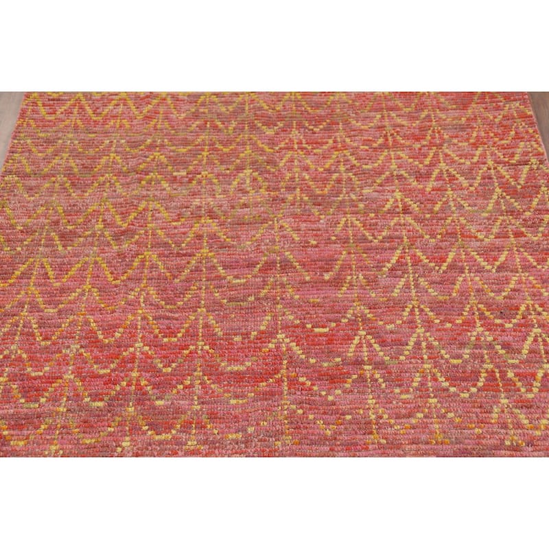 All-Over Moroccan Area Rug Hand-Knotted Wool Carpet - 6'1"x 10'4"
