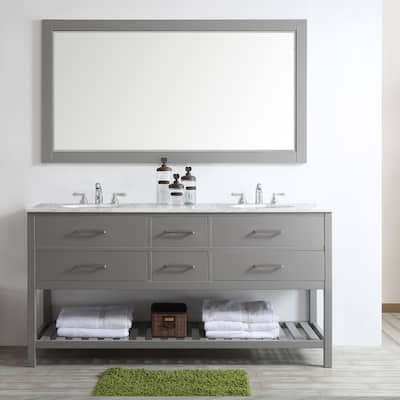 Florence 72 Inch Rectangular Bathroom/Vanity Framed Wall Mirror In Grey - 72 inches